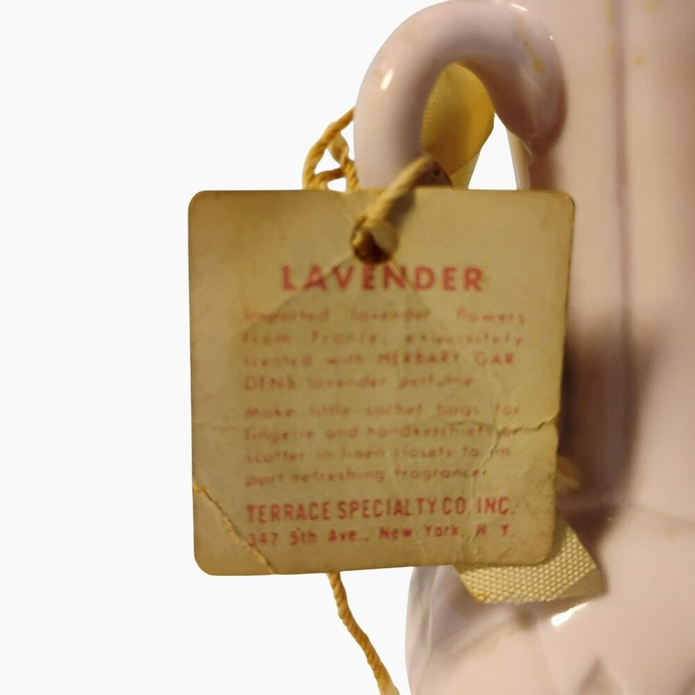 Vintage Pink Gold Ceramic Miniature Vase Original Tag Herbary Gardens Sachet 4" - Picture 3 of 6